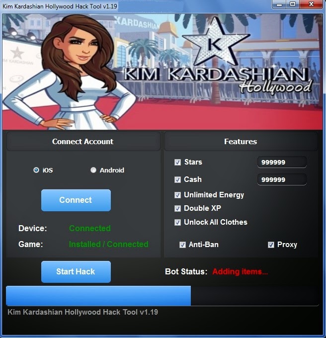 Kim Kardashian Hollywood Hack iOS and Android FREE No Survey No Passwords Free Download